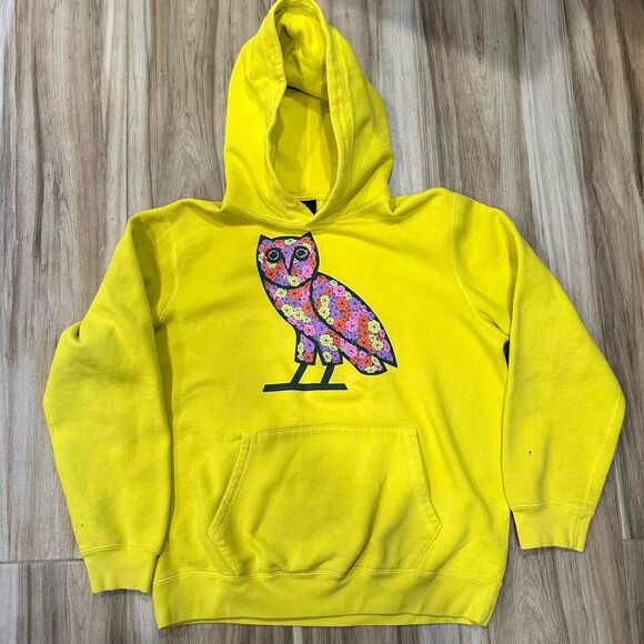 Octobers-very-own Men's yellow floral Hoodie - Picture 1 of 5